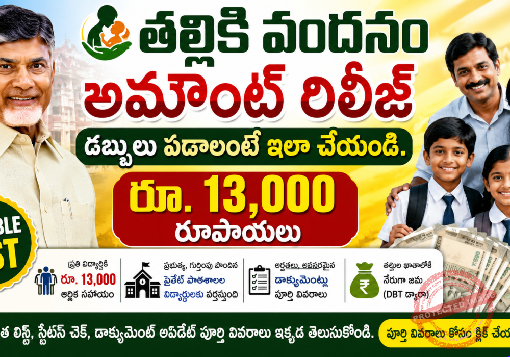 తల్లికి వందనం అమౌంట్ రిలీజ్ 2026, ₹13,000 డబ్బులు, Eligibility List, Chandrababu Naidu, విద్యార్థులు, తల్లిదండ్రులు